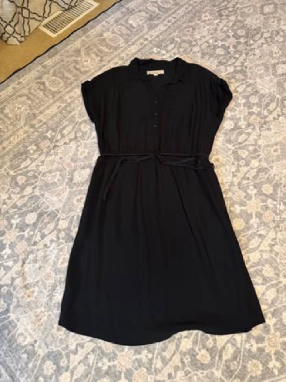 LOFT Black Dress with Tie Belt